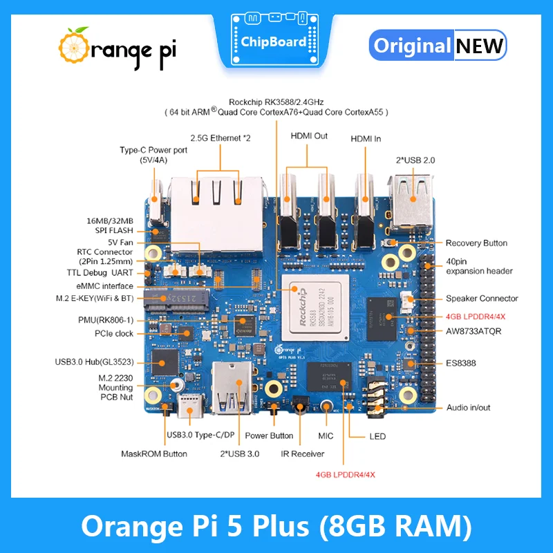 Orange Pi 5 Plus 8 ГБ ОЗУ RK35 – обзор и цена Orange Pi 5 Plus 16Gb
